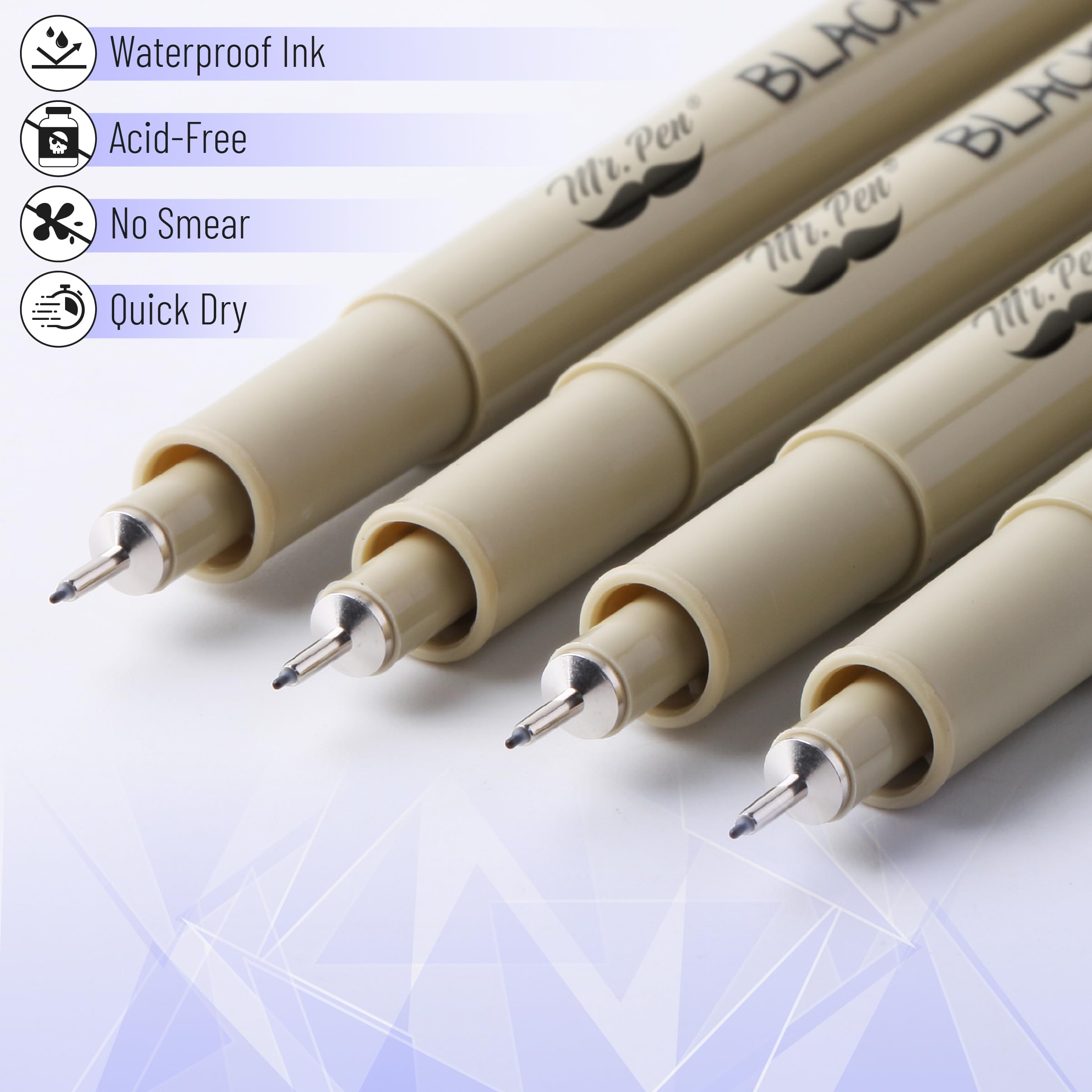 Mr. Pen- Black Fineliners, 0.25mm Ultra Fine Tip, 4 Pack No Bleed Bible Pens for Journaling, Bible Study, Art Drawing & Calligraphy - Perfect for Sketching, Note Taking & Bullet Journals