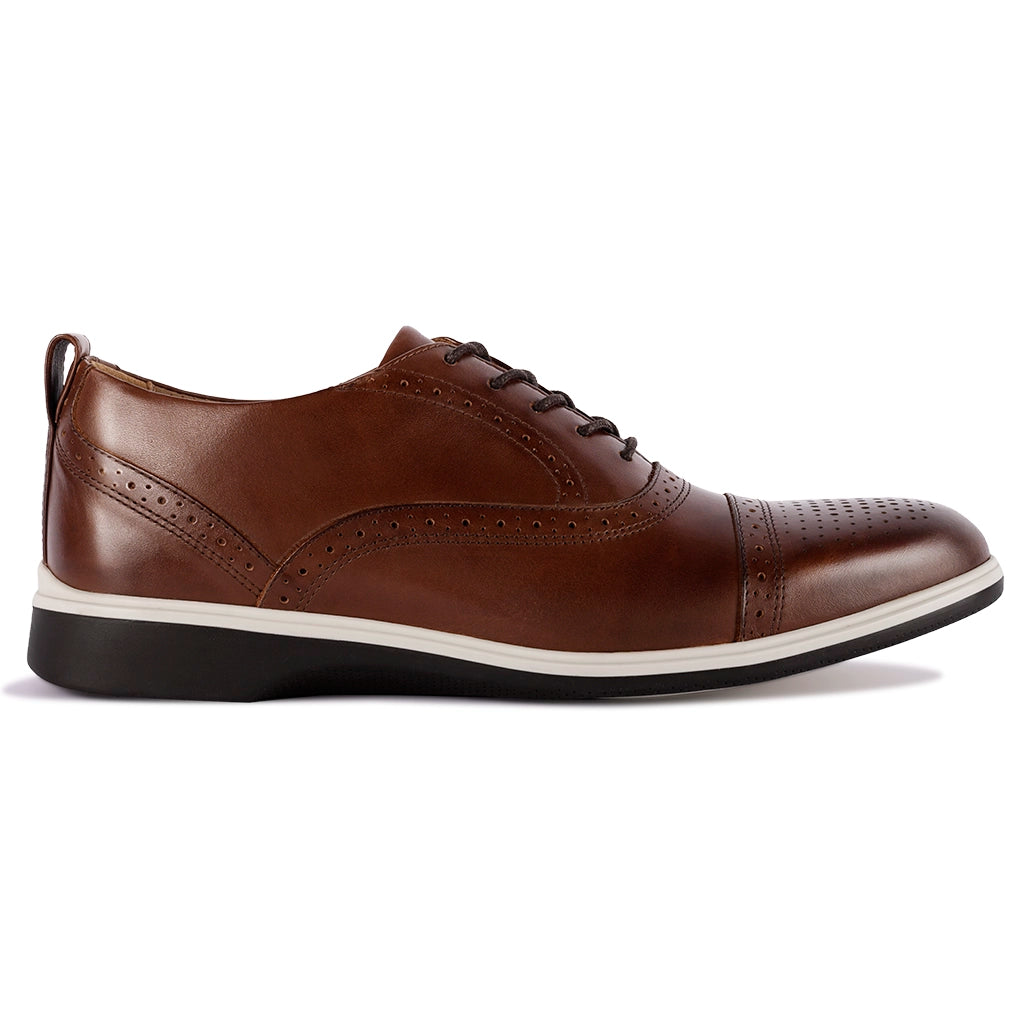 Premium Leather Cap Toe Oxford Shoes for Men - Classic Coffee Brown Dress Shoes for Business & Formal Occasions - Comfortable & Stylish Office & Wedding Shoes