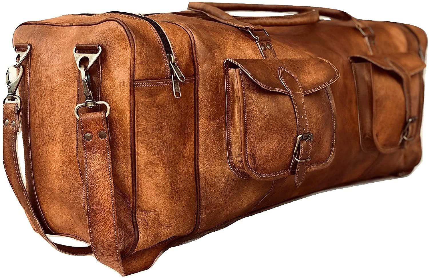 Premium Leather Duffle Bag for Men & Women - 30 Inch Large Weekender Carry On, Overnight Sports Duffel Luggage - Perfect for Travel, Gym, and Weekend Getaways