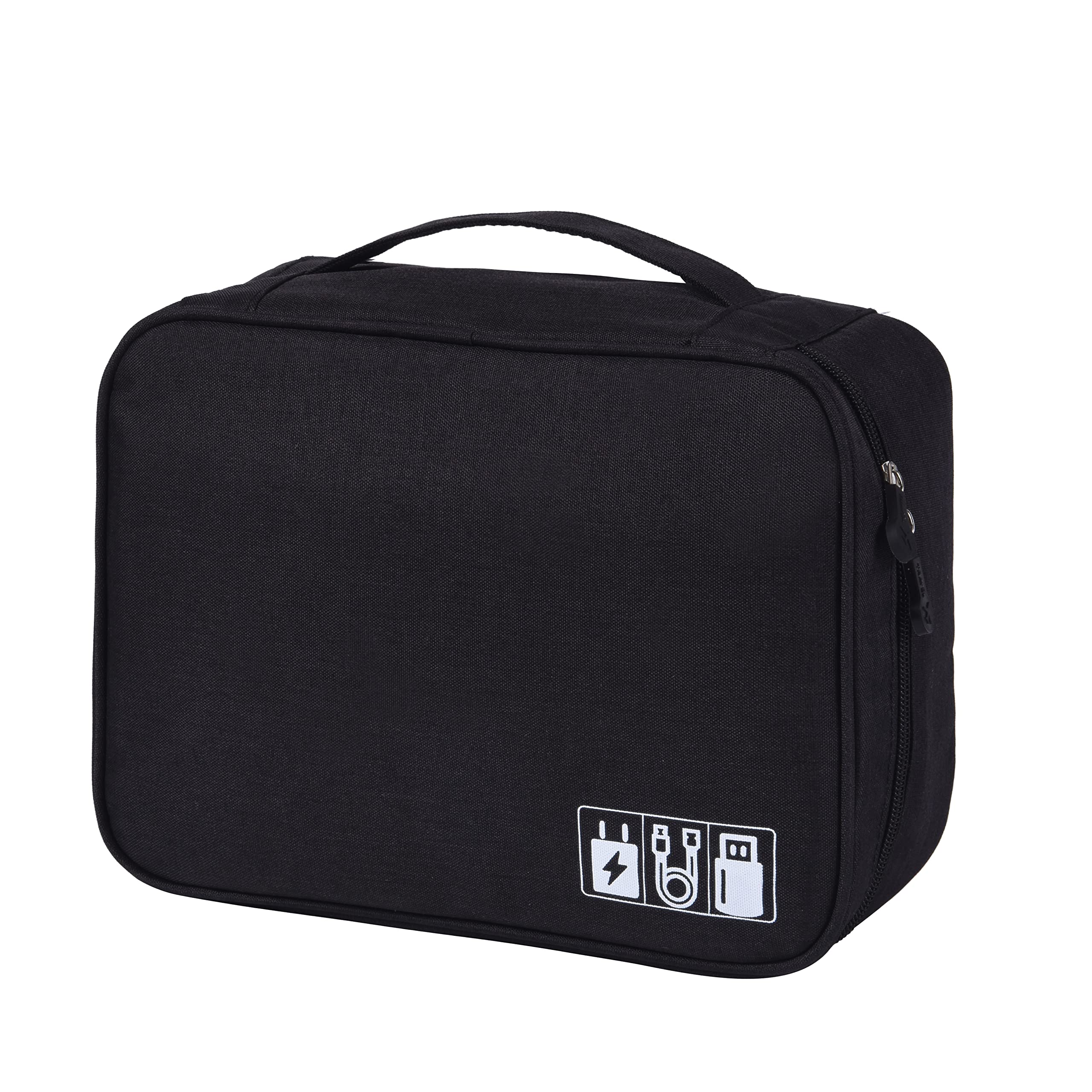 ACOPTON Waterproof Electronic Organizer Travel Bag - Portable Storage Case for iPad, Chargers, Cables, Hard Drives, Power Banks & Game Cards - Perfect for Travel, Office & Daily Organization (Black)