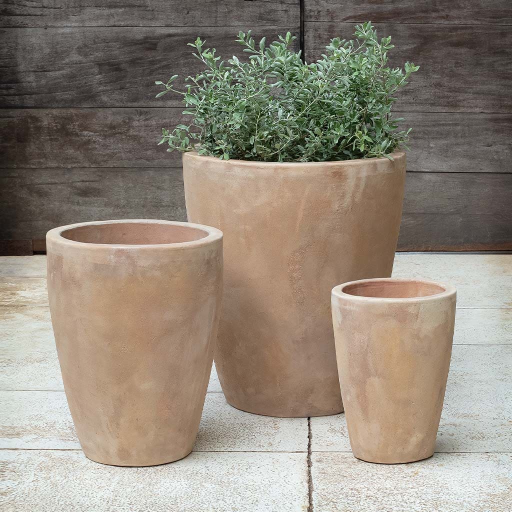 Campania International Colburn Planter Set of 3 - Antico Terra Cotta Flower Pots for Indoor Outdoor Garden Decor, Patio, Balcony & Home Décor
