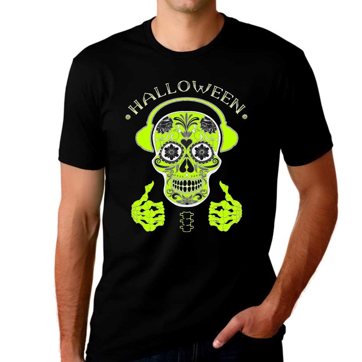 Funny Skeleton T-Shirt for Men - Halloween Skull Graphic Tee - Cool Casual Shirt for Halloween Parties, Cosplay & Everyday Wear