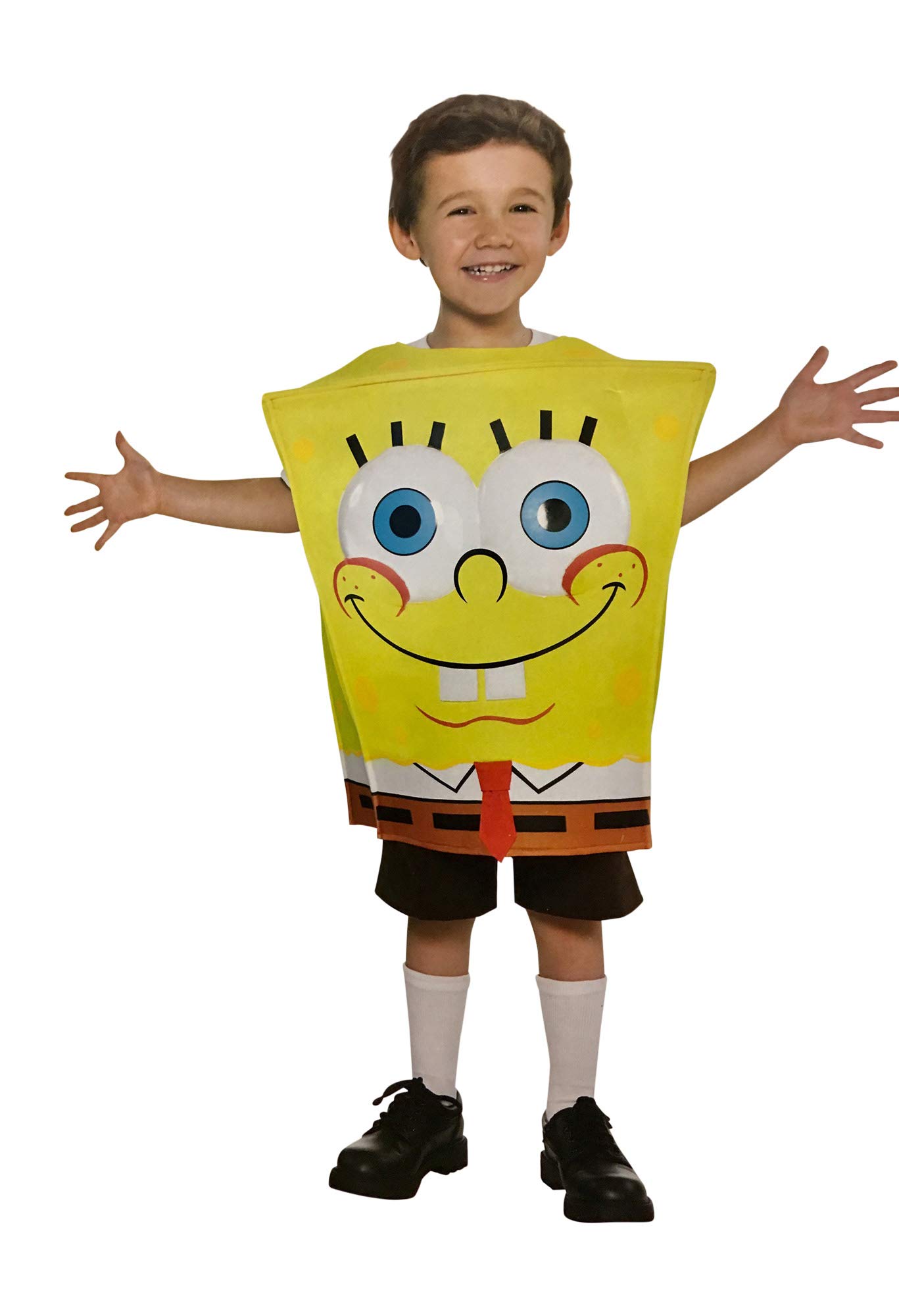 Nickelodeon SpongeBob SquarePants One Piece Kids Costume - Small (4-6 Years) Yellow | Halloween Dress-Up, Birthday Party, Cosplay Outfit for Boys & Girls