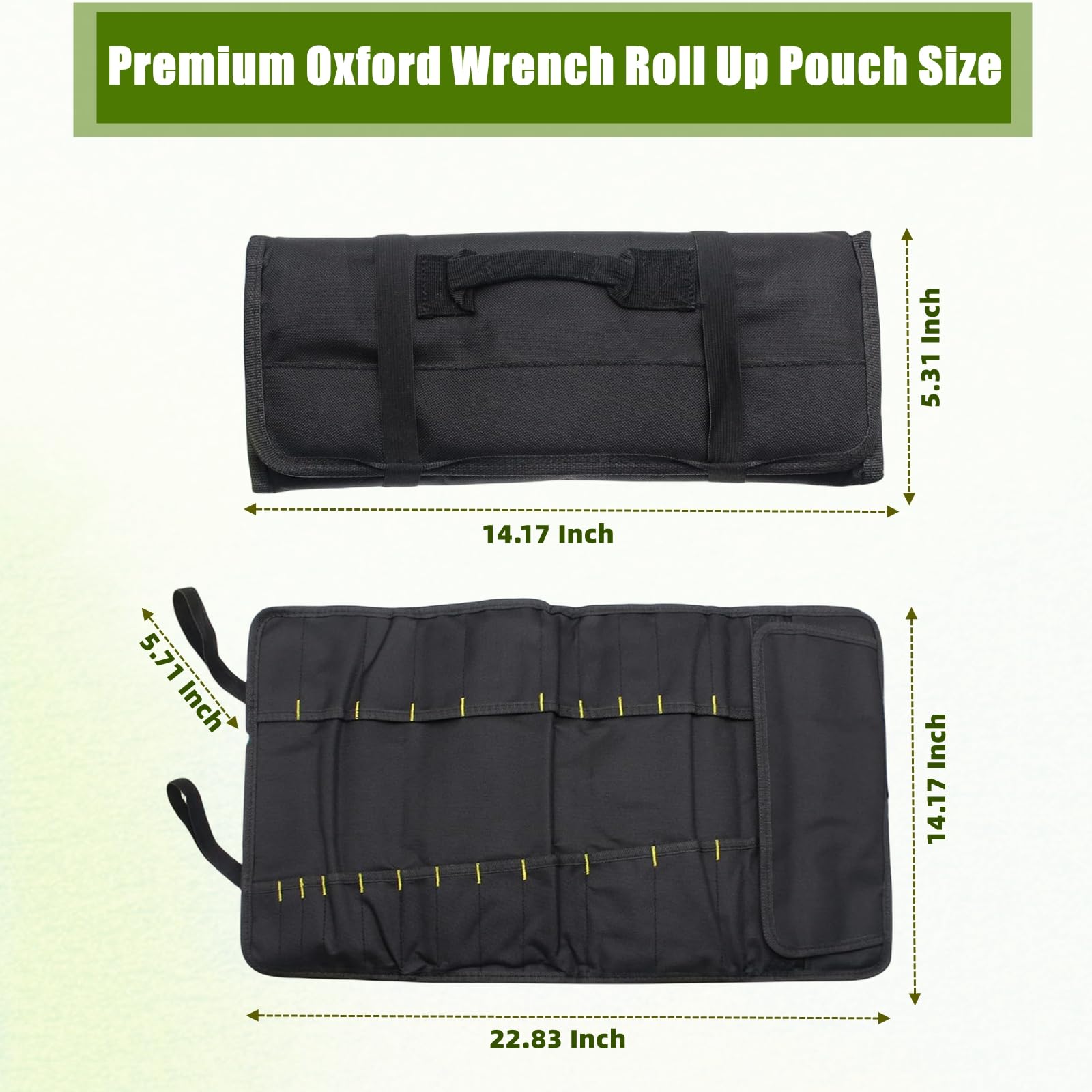 BLIRITEL 22-Pocket Heavy Duty Oxford Tool Roll Bag - Wrench Organizer Pouch for 10 Sockets - Mechanic Electrician Craftsman Tool Storage (Black) - Perfect for Garage, Workshop & On-the-Go Repairs