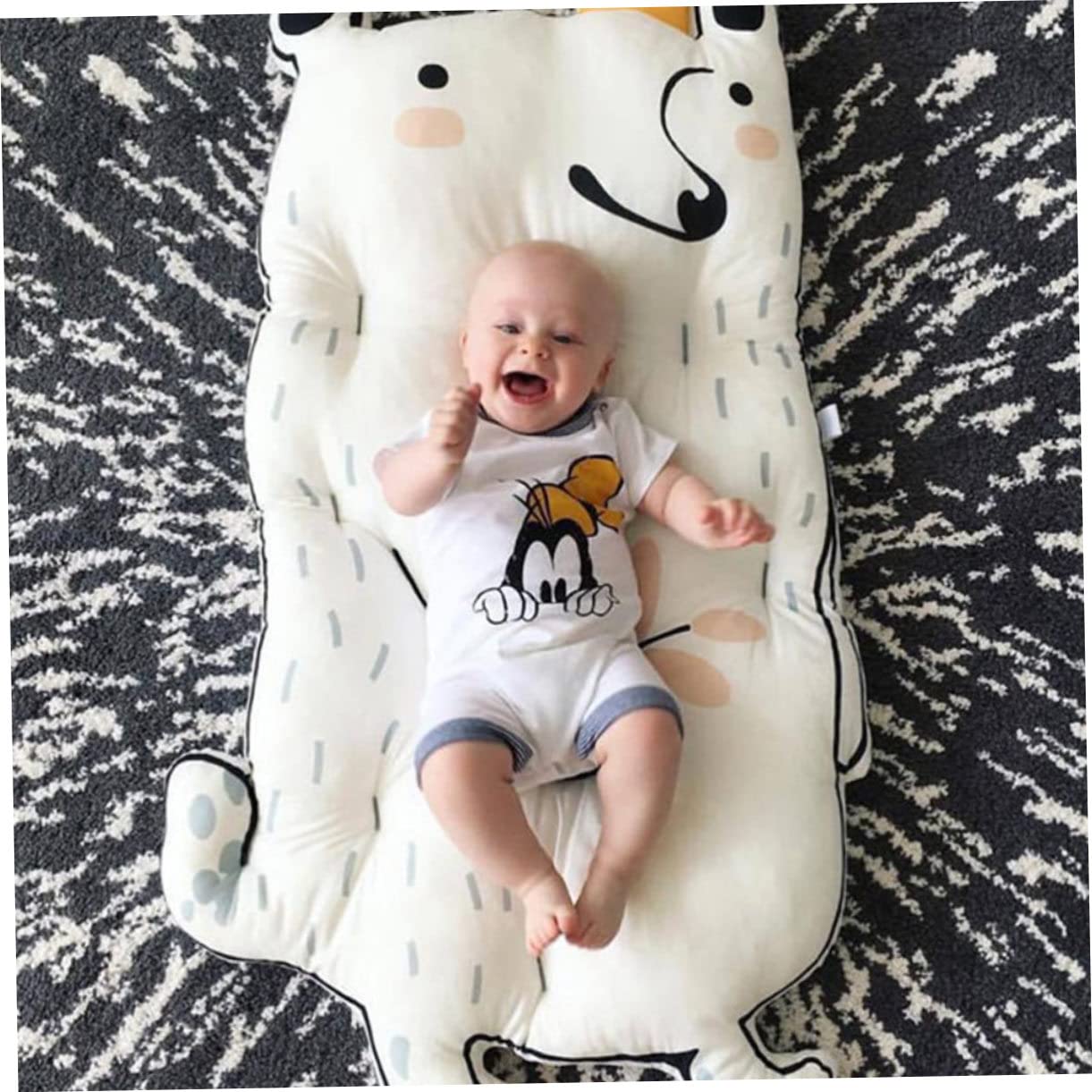 Totority 2-Pack Soft Cotton Raccoon Play Mat for Babies & Toddlers - Non-Slip Nursery Floor Rug, Washable Kids Playmat for Crawling & Playtime - Perfect for Daycare, Living Room & Nursery Decor