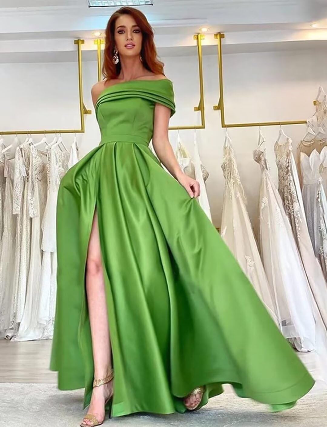Elegant A-Line Satin Prom Dress for Women - Off Shoulder One-Shoulder Formal Gown, Sleeveless Long Evening Dress for Homecoming, Wedding, Party & Special Occasions