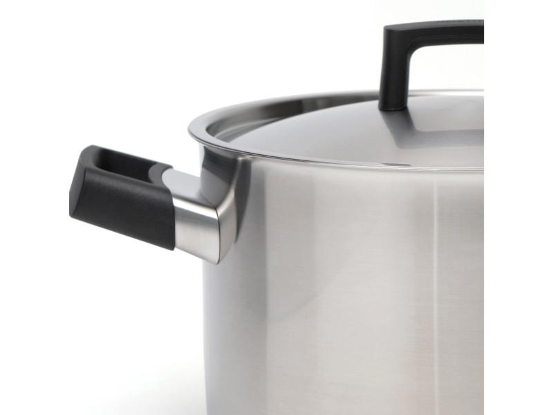 BergHOFF Ron 10 18/10 Stainless Steel Covered Stockpot 6.8Qt (6.4L) with Black Handles - Durable Cooking Pot for Soups, Stews & Pasta - Perfect for Home Kitchen & Professional Use