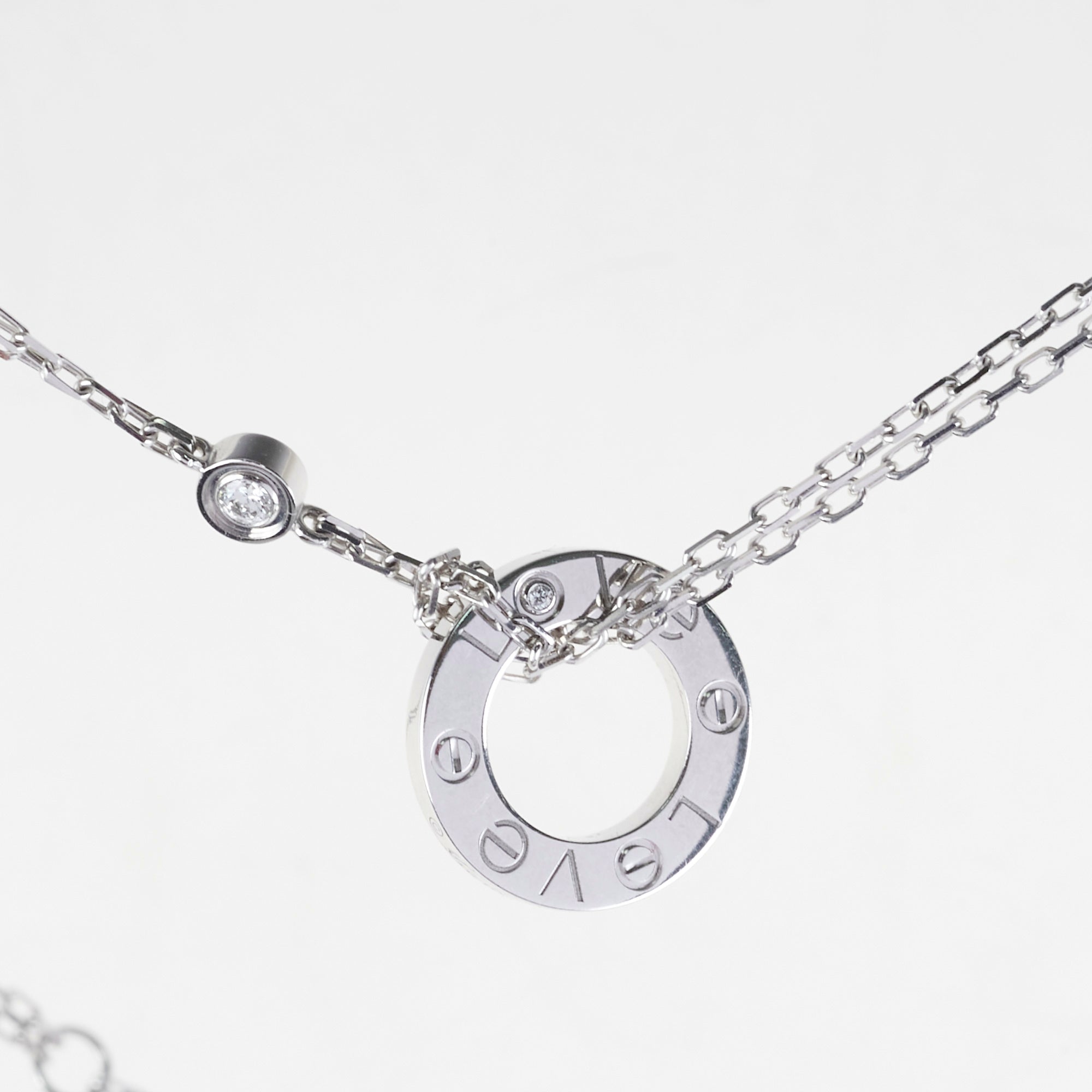 Cartier Love 2 Diamond 18K White Gold Necklace for Women - Elegant Luxury Jewelry Gift for Anniversary, Valentine's Day & Special Occasions