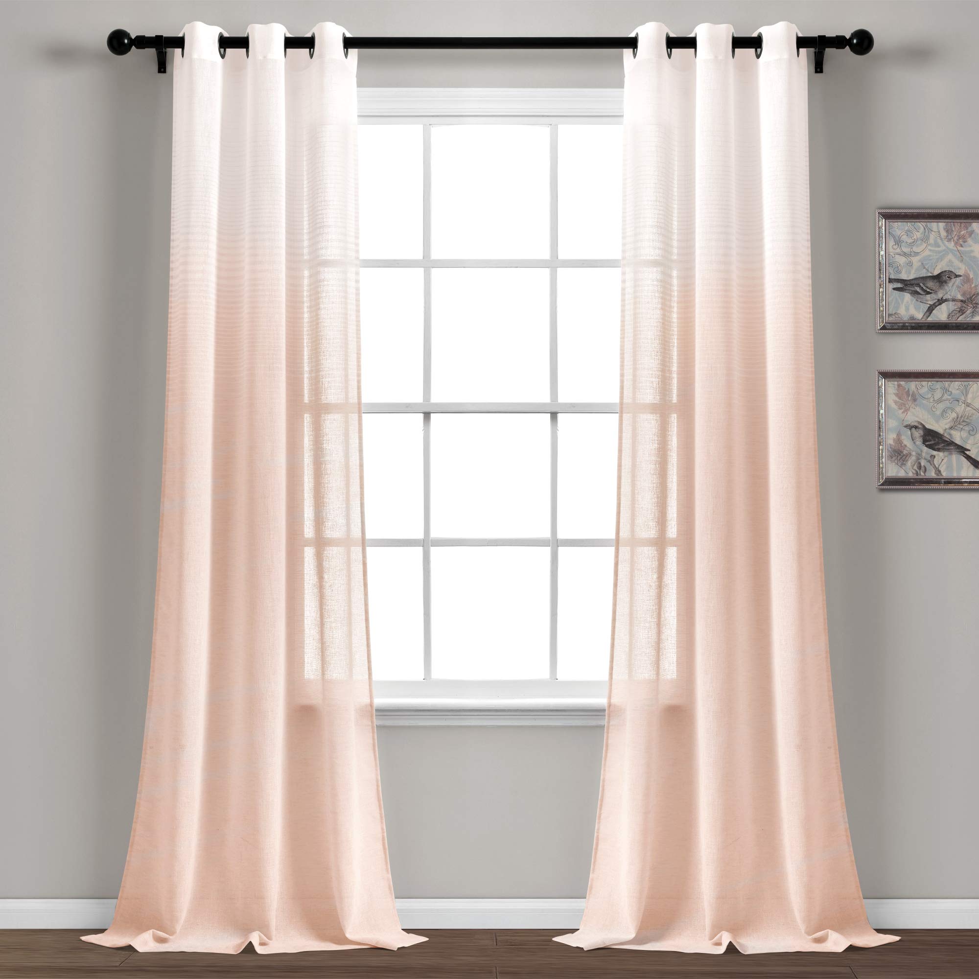Blush Ombre Striped Sheer Curtains 84x38