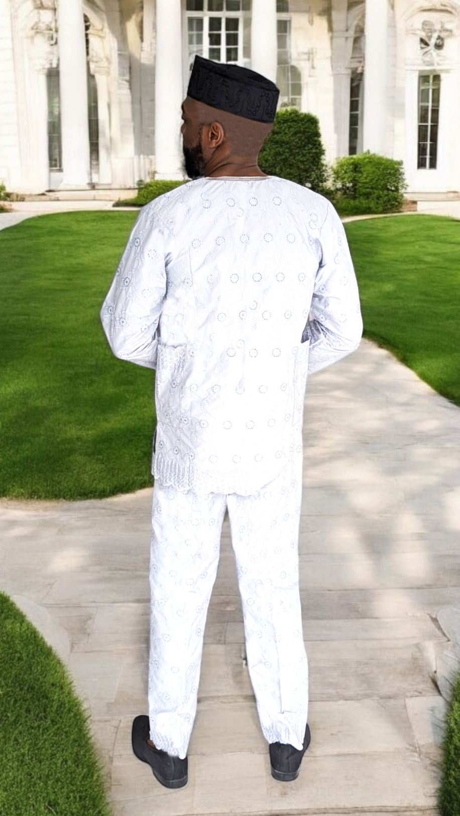 Royal Silver Grey Lace Dashiki Suit for Men - African Traditional Wear for Weddings, Parties & Cultural Events | DPMNGL39