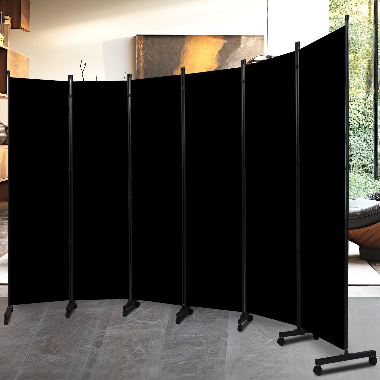 Lockable Wheel Room Divider Folding Privacy Screen - 132
