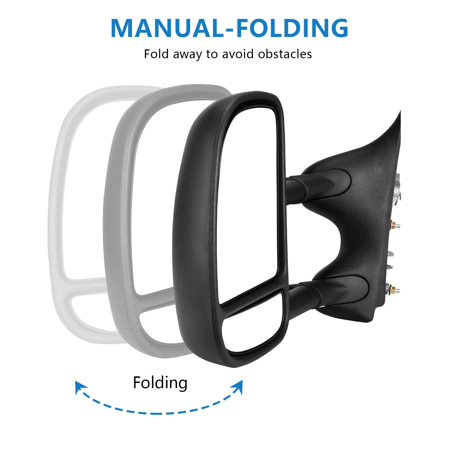 Heavy Duty Towing Mirrors Pair for 1999-2007 Ford F-250 F-350 F-450 F-550 Super Duty & 2000-2005 Excursion - Manual Adjust Black Left & Right Side - Perfect for Trailering, RV Towing and Enhanced Visibility