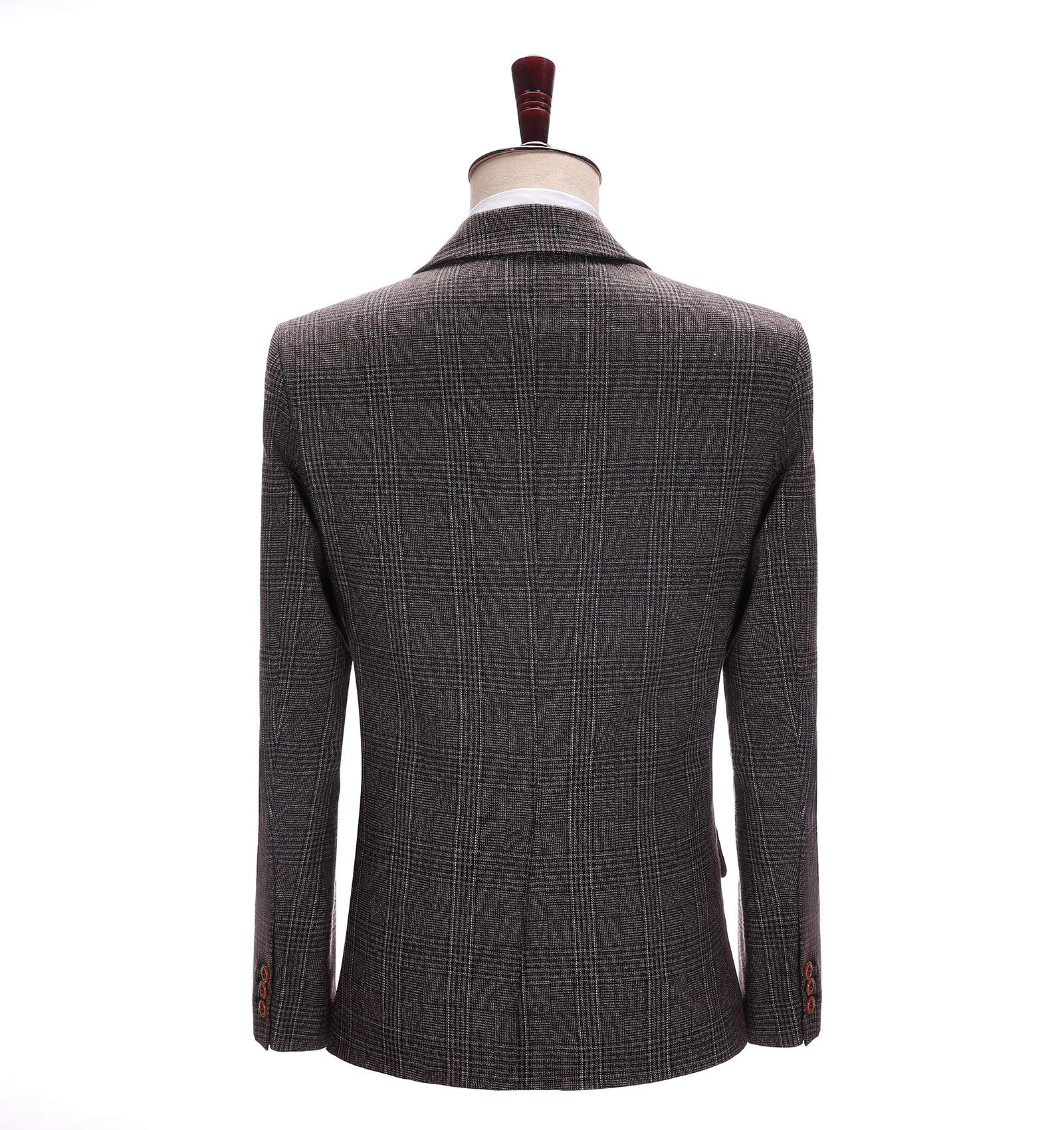 Men's Slim Fit 3-Piece Plaid Wool Suit Set - Blazer, Vest & Pants for Wedding, Groomsmen & Formal Occasions | Perfect for Business Meetings, Prom & Special Events