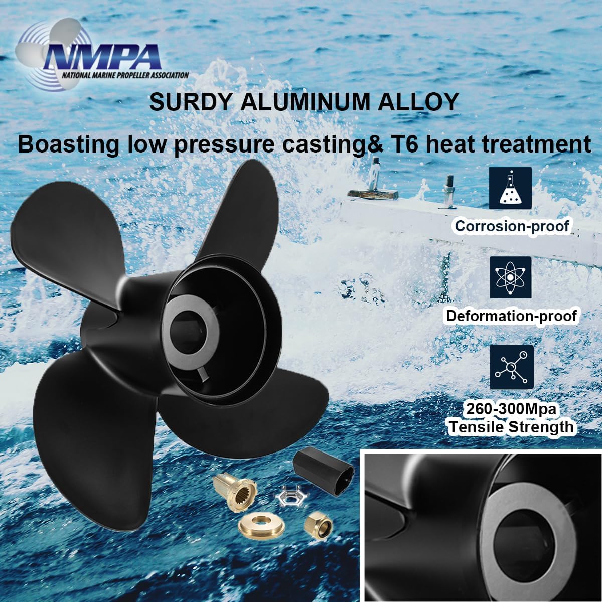 VIF Boat Propeller for Mercury Mercruiser Alpha One/Bravo One Outboard Motors 135-300 HP 2 & 4-Stroke - 15 Spline Tooth Aluminum Prop (Right Hand Rotation) - Perfect for Fishing, Boating & Water Sports