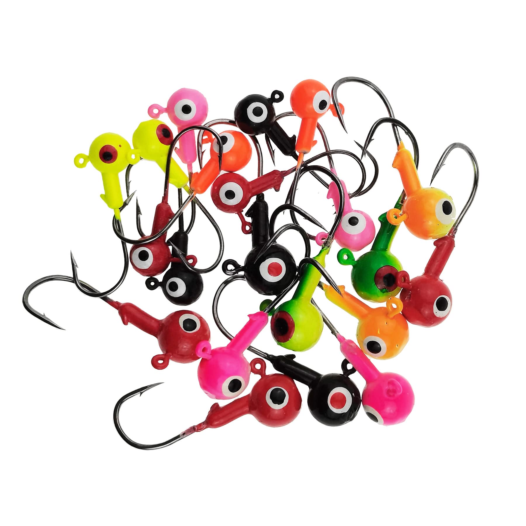 3D Eye Colorful Ball Head Jig Hooks - Sharp Fishing Lures for Bass, Trout, Saltwater & Freshwater (0.13oz-0.5oz) - Perfect for Worm Fishing, Tackle Box Essentials & Outdoor Fishing Adventures