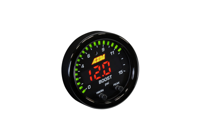 AEM X Series 0-15psi Pressure Gauge Kit - High Performance Fuel Pressure Monitoring for Cars, Trucks & Racing Vehicles