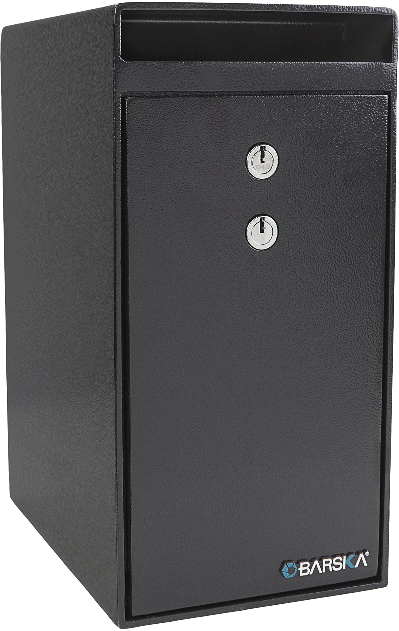 Barska Key Lock Depository Drop Safe - Secure Cash Box for Money, Receipts, Keys & Valuables | Home, Office & Retail Use for Small Business Security
