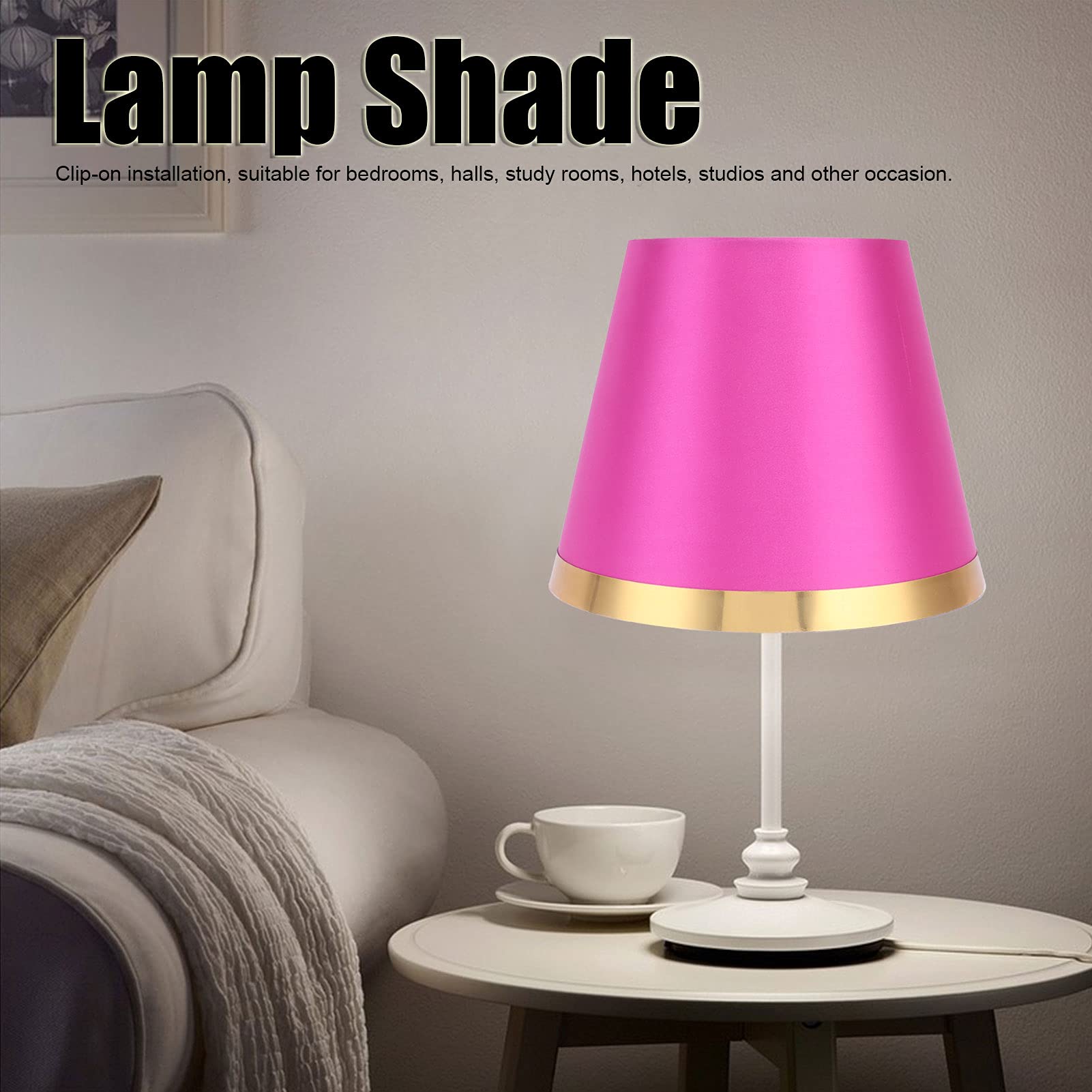 10 x 7.8 Inch E27 Fabric Lamp Shade - European Style Simple & Durable Lampshade for Table Lamp & Floor Light - Rose Red Home Decor Lighting Accessory (Perfect for Living Room, Bedroom & Office Decor)