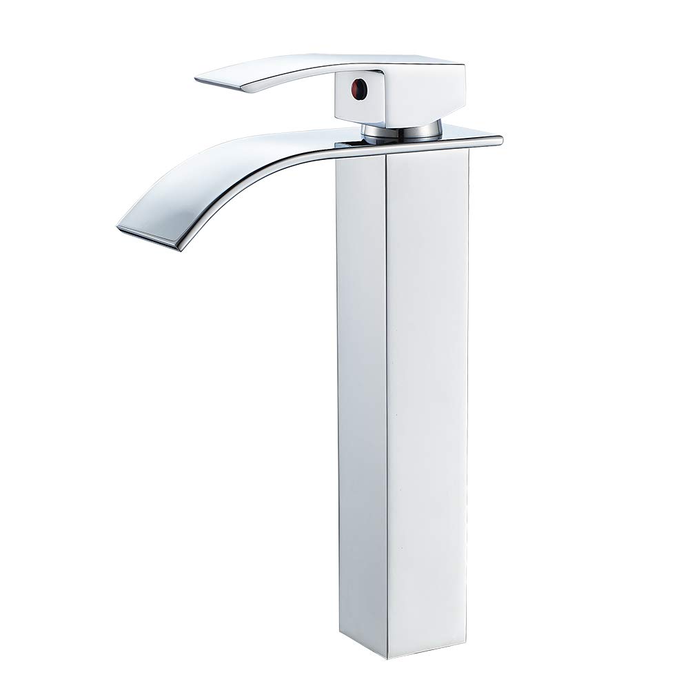 Modern Chrome Vessel Sink Faucet - Single Handle Waterfall Design for Bathroom Vanity & RV Sink