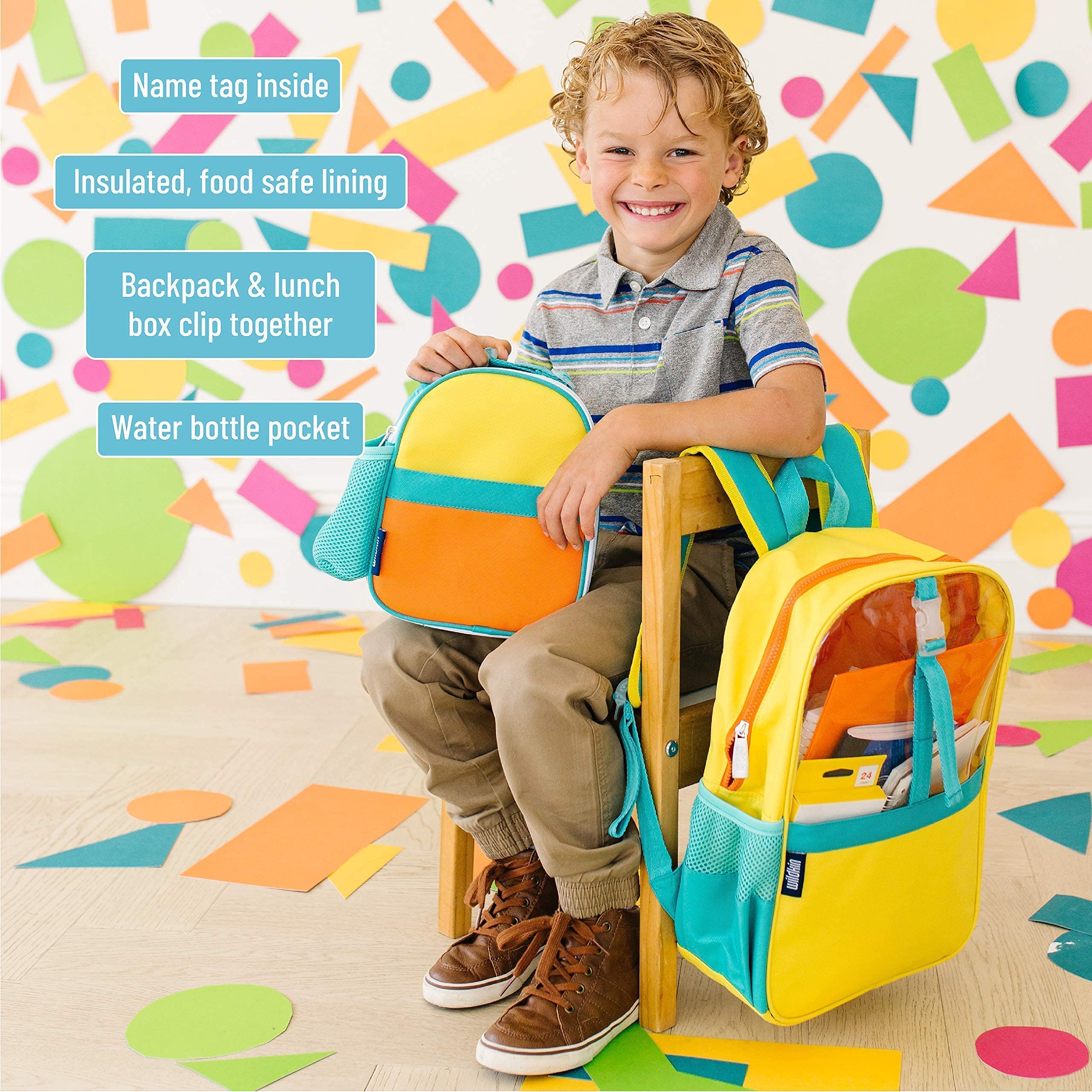 Wildkin Pack-it-All Kids Backpack Set with Clip-in Lunch Box (Risk Taker Design) - Durable School Backpack for Boys & Girls, Perfect for Elementary Students, Daycare & Outdoor Adventures