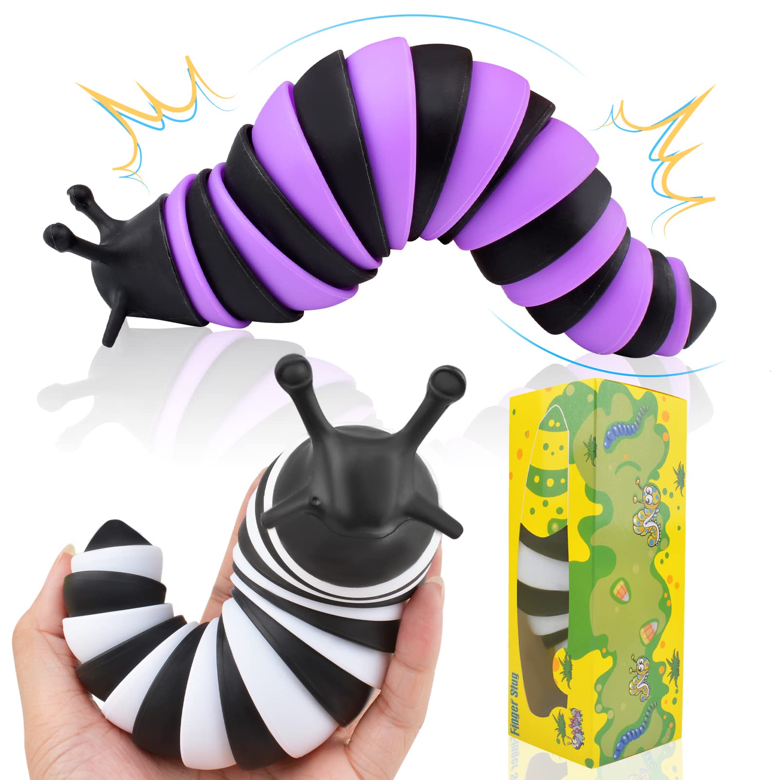 Cevioce Fidget Slug Toy - 2Pcs Sensory Toys for Kids & Adults - Stress Relief for Autism & ASMR - Perfect Birthday Gift for Ages 3-8