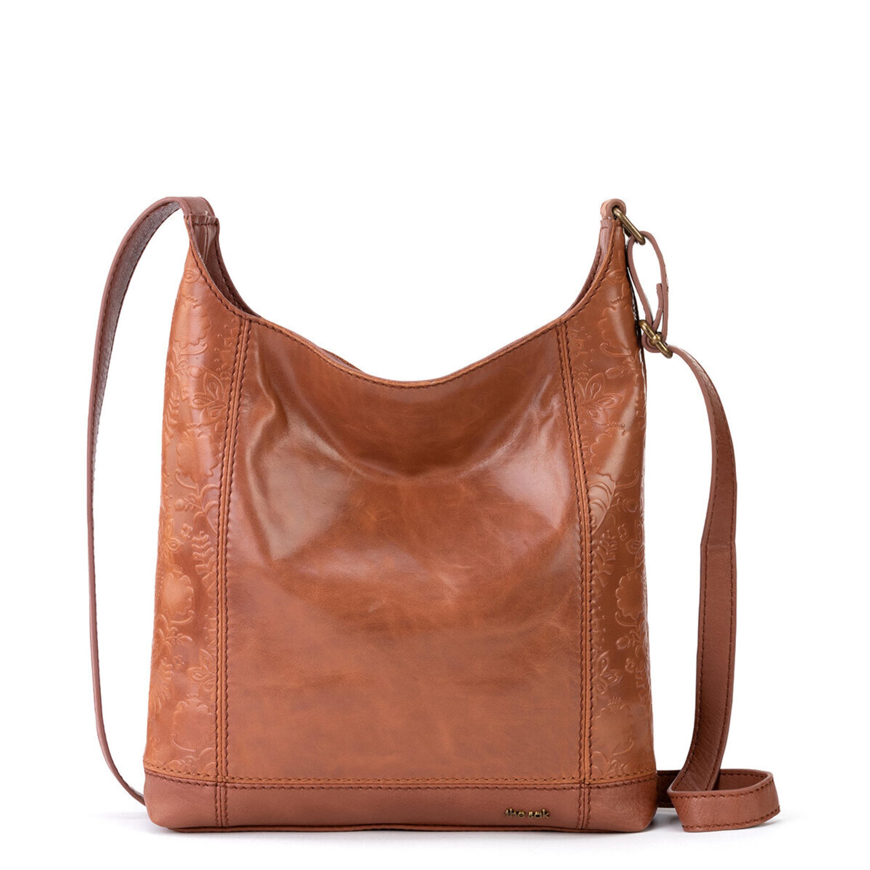 De Young Crossbody Leather Bag - Tobacco Floral Embossed Shoulder Purse for Women | Perfect for Work, Travel & Everyday Use