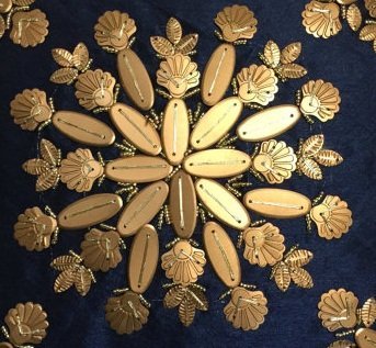 Elegant White Petals Gold & Blue Decorative Pillow Covers 18x18 Inch - Perfect for Sofa, Bedroom & Living Room Decor