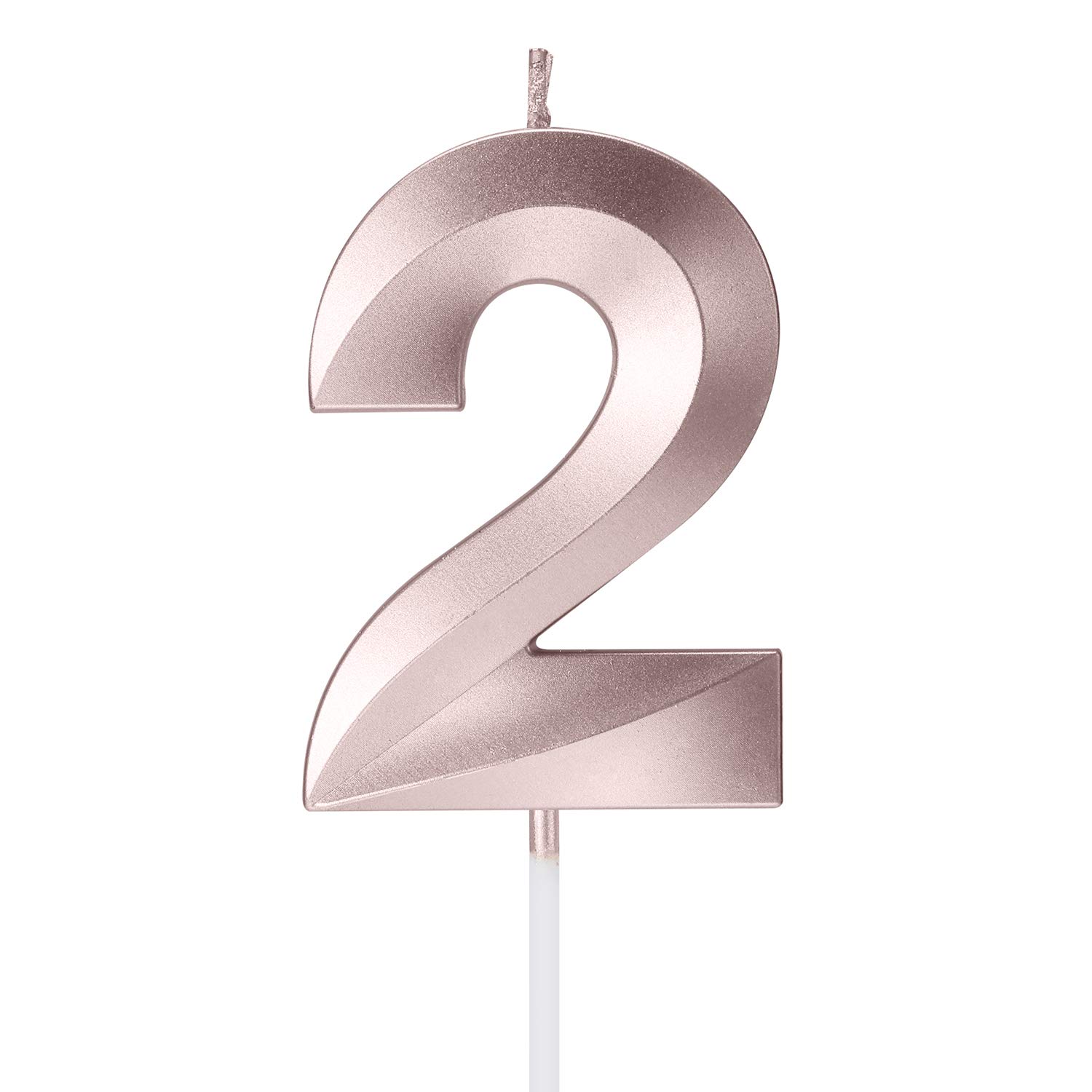 Pfizermay 2.76 Inch Rose Gold Glitter Happy Birthday Cake Candles - Number Candles Cake Topper for Wedding, Party, Anniversary, Baby Shower, Kids & Adults Celebration - Perfect for Birthdays, Festivals, Reunions & Pet Parties (Rose Gold, 2 Pack)