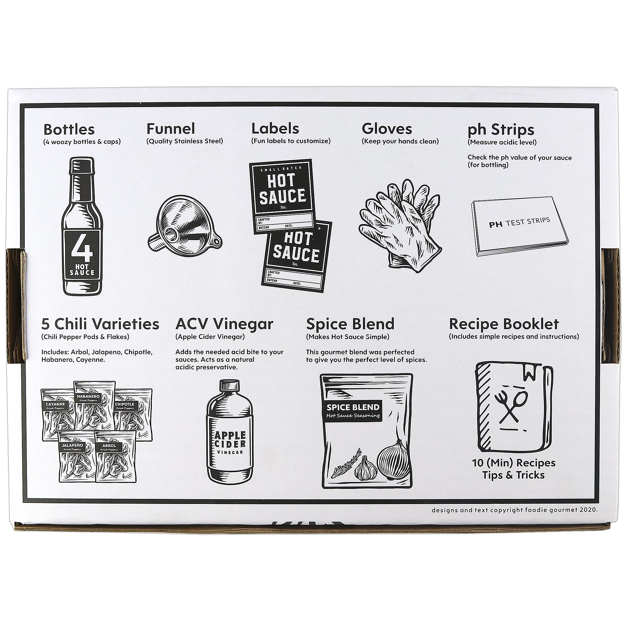 Premium Hot Sauce Making Kit with 5 Pepper Varieties (Jalapeno & Habanero) - Gourmet Spice Blend, 4 Glass Bottles & Fun Labels - DIY Homemade Hot Sauce Gift Set for Men, Dad & Cooking Enthusiasts | Perfect for Home Cooking, BBQ Parties & Unique Gifts