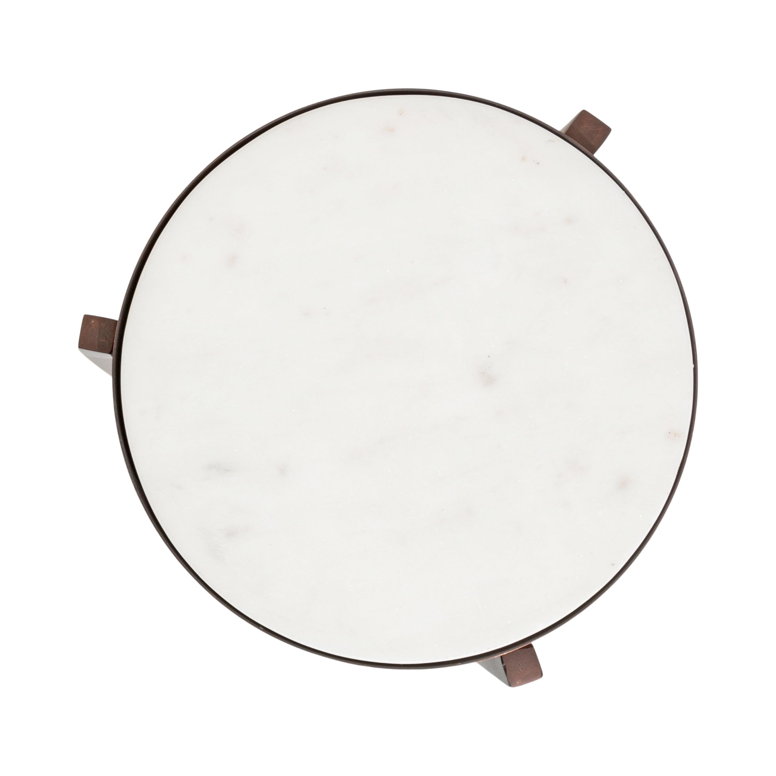 Kate and Laurel Aguilar Modern Round Side Table - 9 x 9 x 23 Inches, White & Bronze Finish with Genuine Marble Top - Perfect as Drink Table, Plant Stand or Nightstand for Small Spaces, Living Room, Bedroom & Balcony Decor