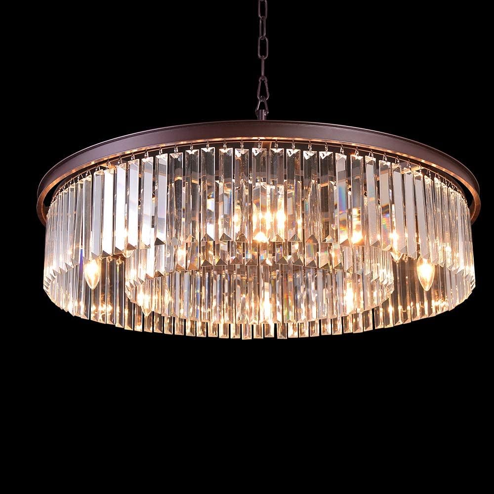 Oil Rubbed Bronze Crystal Chandelier - Modern 8-Light Ceiling Fixture for Dining Room & Living Room | Elegant Pendant Lighting with 33.5