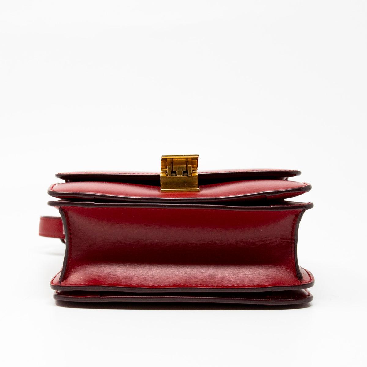 Celine Dark Red Small Box Bag - Premium Leather Crossbody Handbag for Women | Perfect for Work, Travel & Evening Events