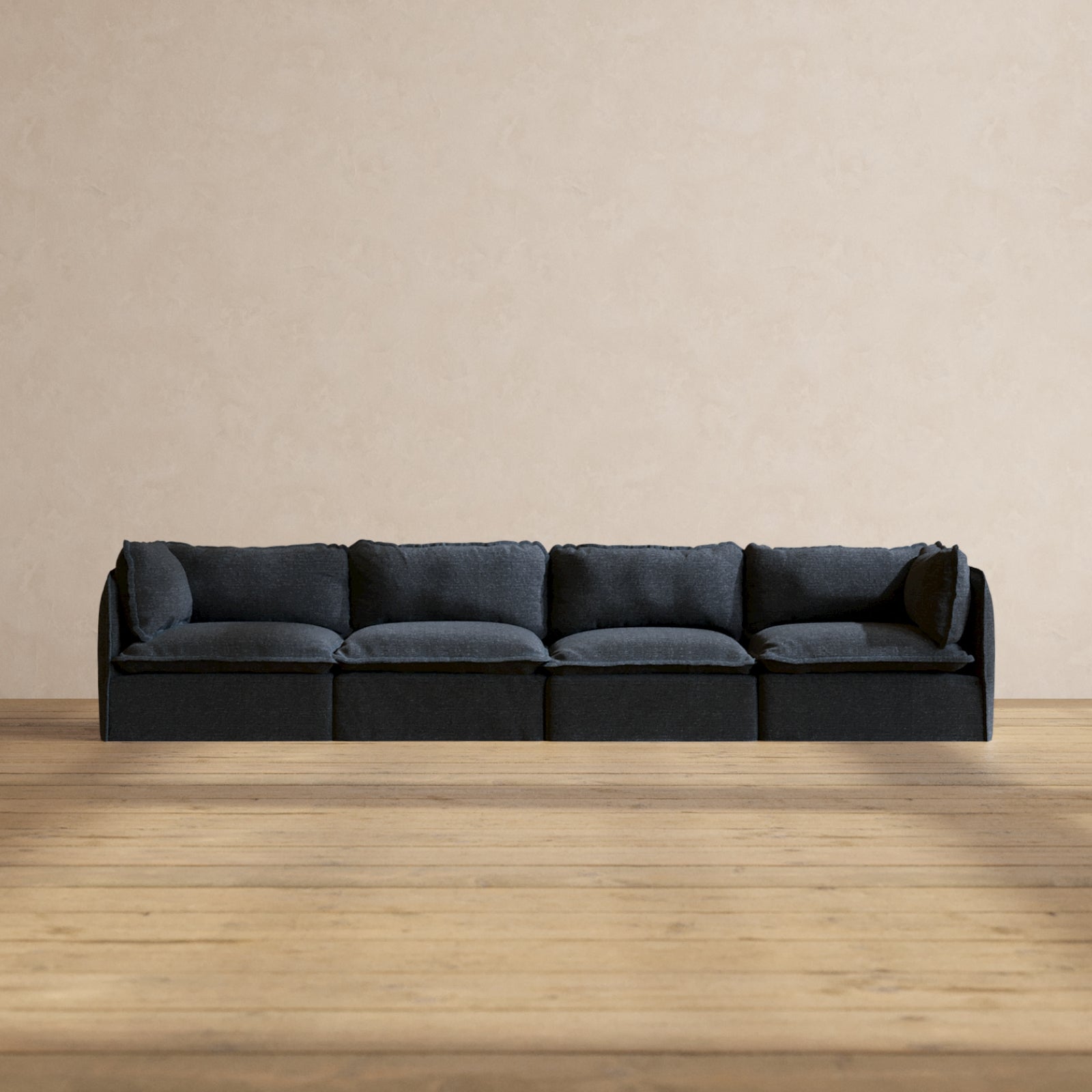 Premium Modular Performance 4-Seater Sofa in Indigo Blue | Comfortable Blend Fabric | Perfect for Living Rooms, Home Theaters & Office Lounges