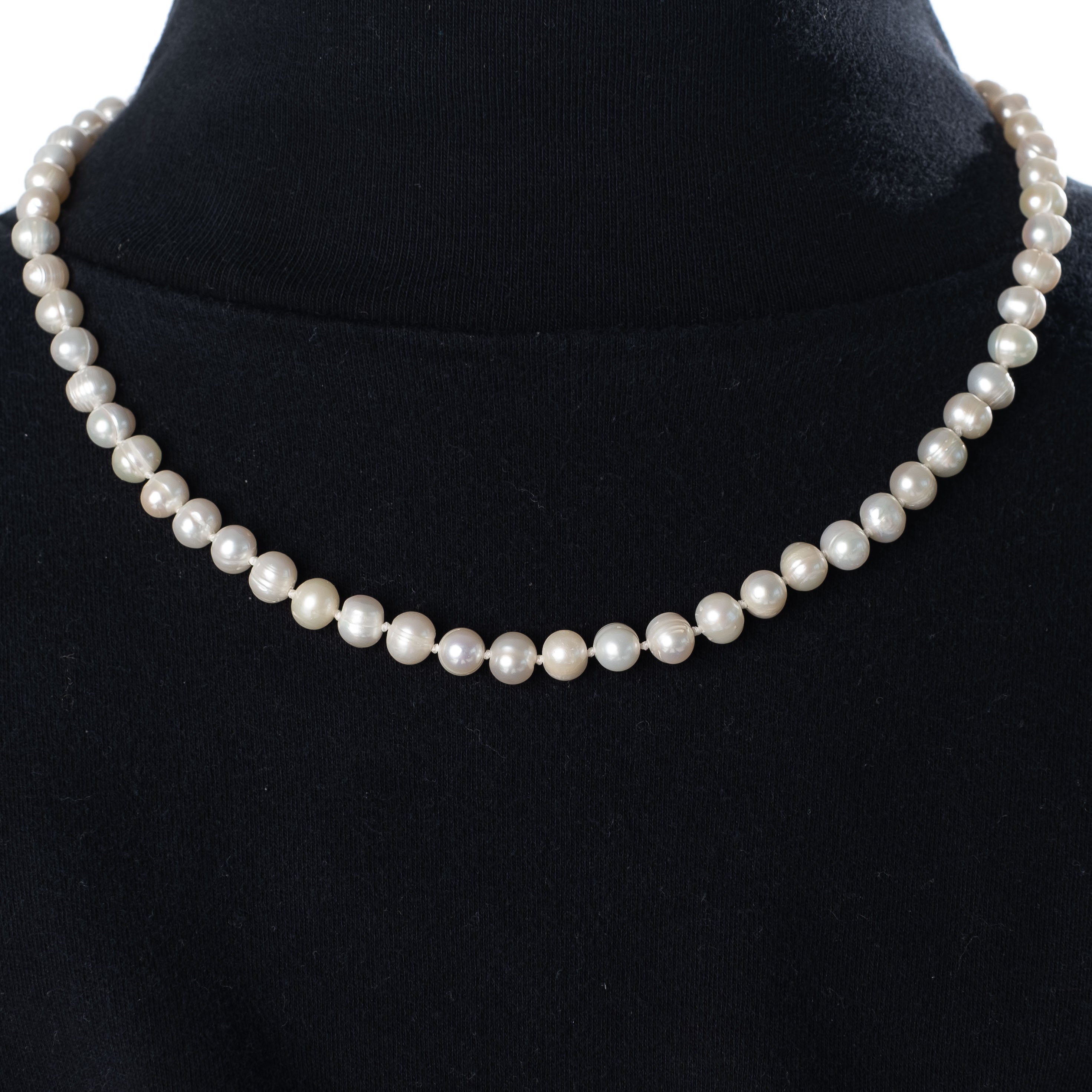 6-7mm Natural Bone White Pearl Strand Necklace - Elegant Jewelry for Women, Bridal, Wedding & Special Occasions