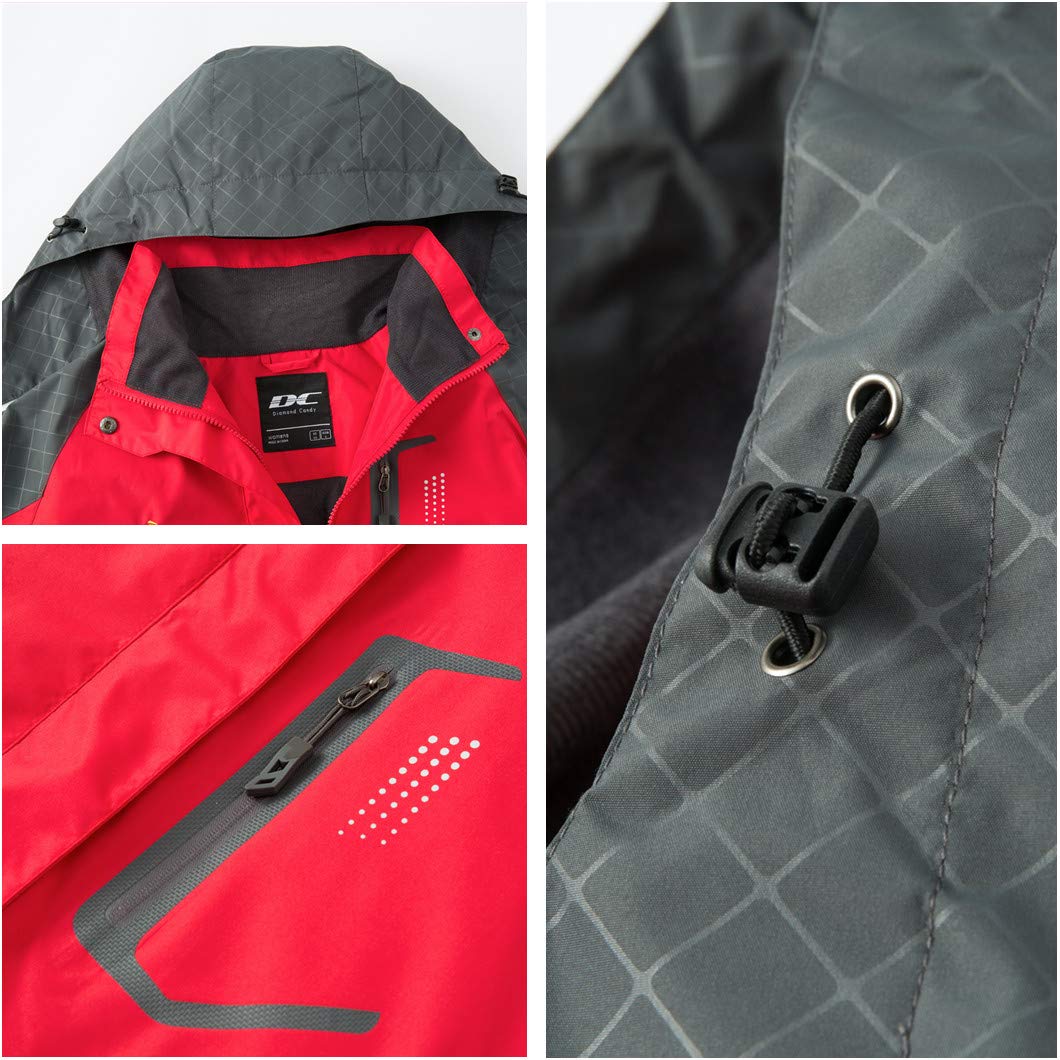 Women's Waterproof Rain Jacket with Hood - Lightweight Diamond Candy Outdoor Raincoat for Hiking, Travel & Everyday Wear