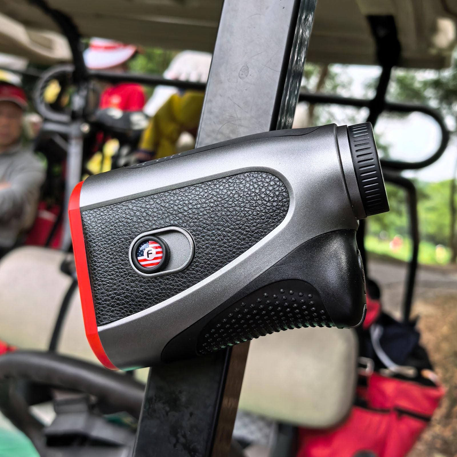 Premium Golf Rangefinder with Slope - 1200 Yard Laser Distance Finder with Flag Lock, Vibration Alert & 7X Magnification | Rechargeable, Magnetic Strip & Textured Faux Leather Case | Perfect for Tournament Play, Hunting & Outdoor Sports