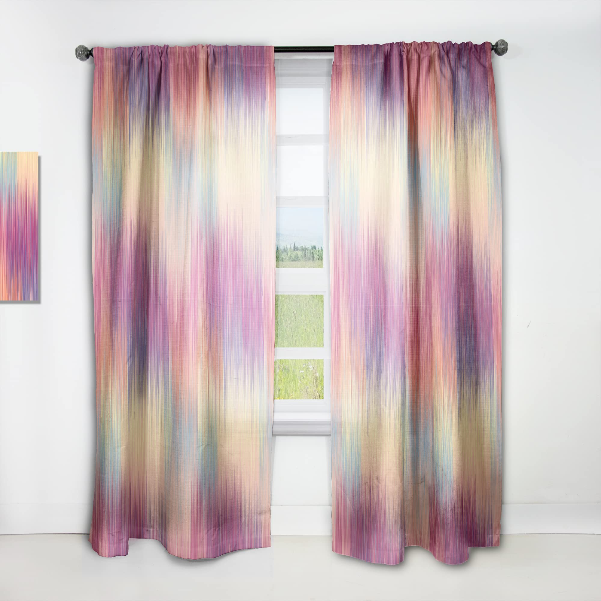 DesignQ Thermal Insulated Blackout Curtains - Grunge Stripes Pattern in Multiple Colors - 52x90 Inch Single Panel for Bedroom & Living Room - Noise Reducing & Energy Saving Window Drapes for Home Decor