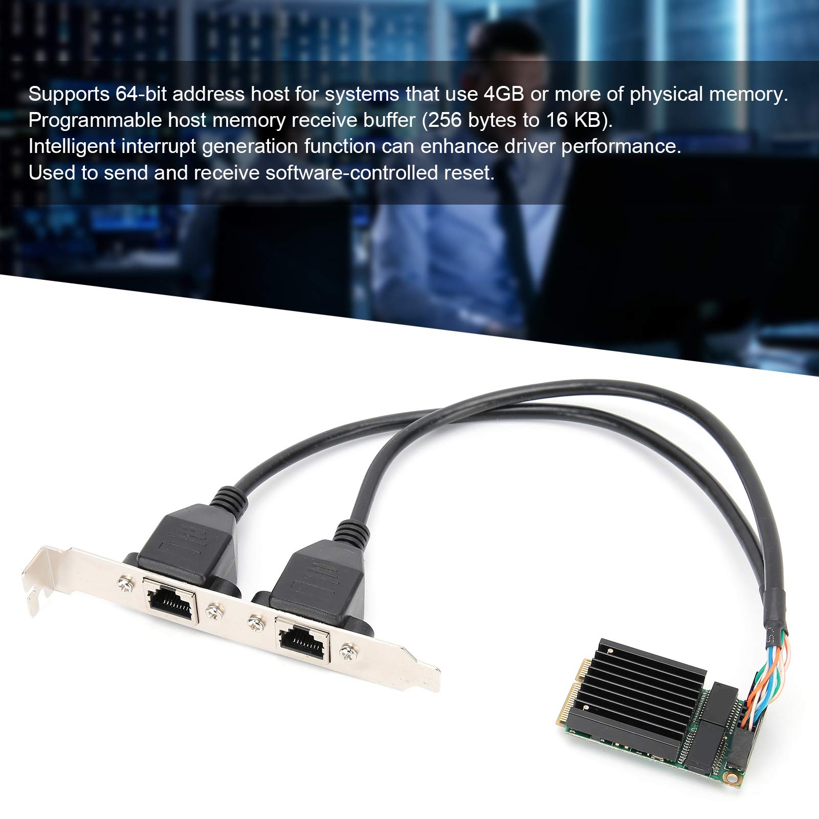 Mini PCIe Gigabit Ethernet Network Card - Dual RJ45 Port, 10/100/1000Mbps, Intel 82583V Chipset Compatible with Linux - Ideal for Industrial PCs, Servers & Embedded Systems
