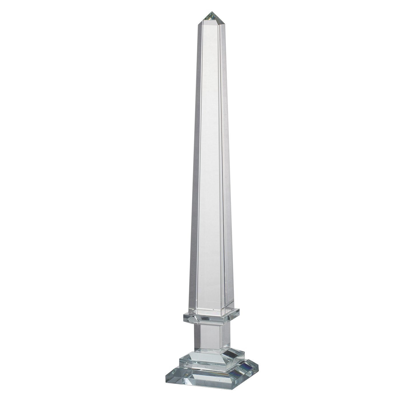 A&B Home Glass Obelisk with Black Base - Elegant Modern Decorative Piece for Home, Office, or Gift - Perfect for Living Room, Dining Table, Bookshelf Display