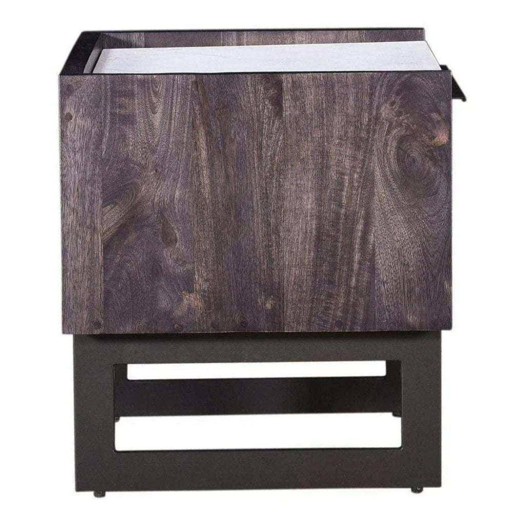 22 Inch Nightstand Dark Grey Contemporary - Modern Bedside Table with Storage for Bedroom, Living Room, or Office