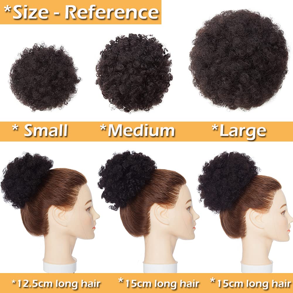 Afro Kinky Curly Ponytail Human Hair Extension - Natural Black African Hair Bun with Clips for Women | Perfect for Protective Styles, Natural Hairstyles & Everyday Wear