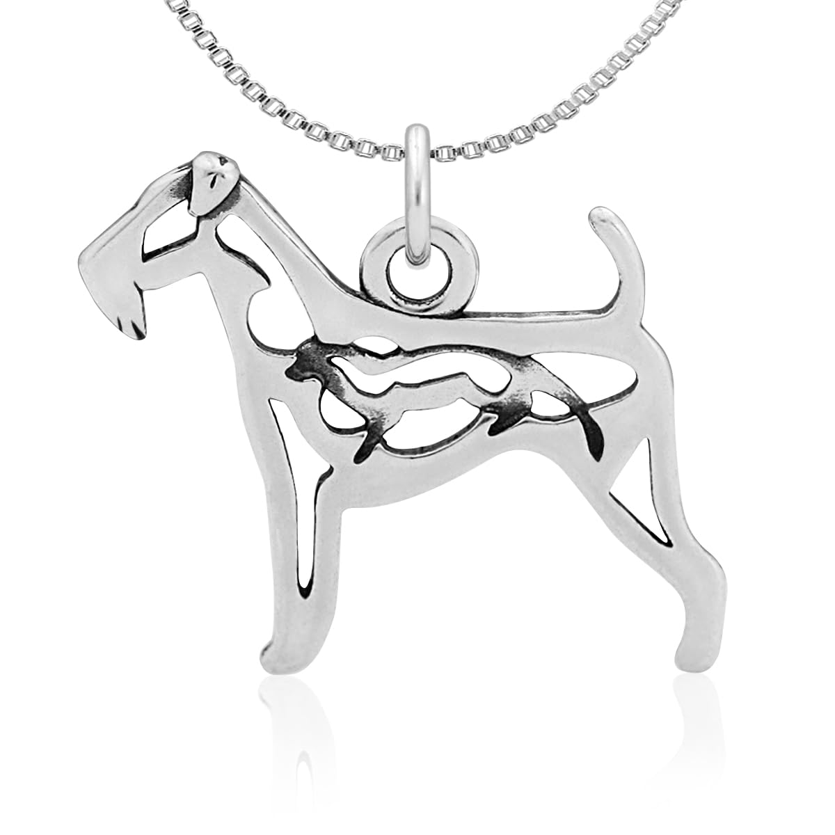Sterling Silver Airedale Terrier Dog Pendant Necklace - Handmade Jewelry Gift for Dog Lovers, Pet Owners & Animal Enthusiasts - Perfect for Birthdays, Anniversaries & Special Occasions