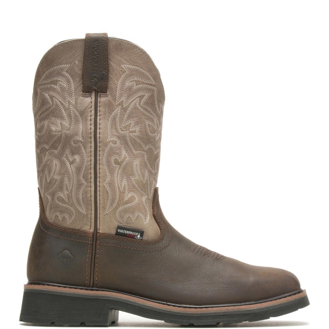 Rancher Dark Taupe Steel Toe Waterproof Pull-On Wellington Work Boots - Durable Safety Footwear for Construction, Farming & Outdoor Work