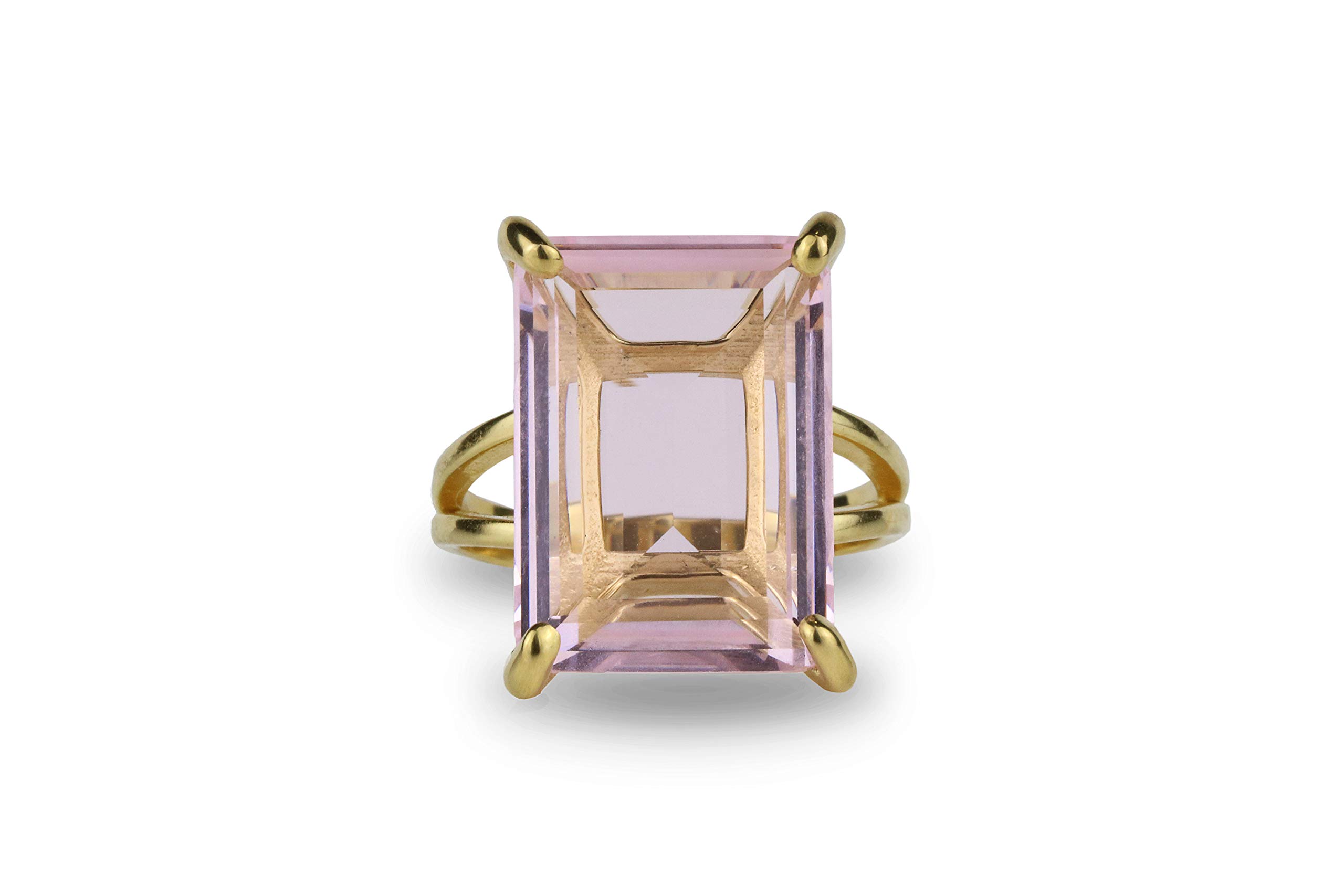 14K Gold Rose Quartz Jewelry Ring - Custom Engraved Birthstone Statement Ring for Women | Elegant Crystal Ring for Valentine's Day, Anniversary Gift & Everyday Wear (All Sizes Available)