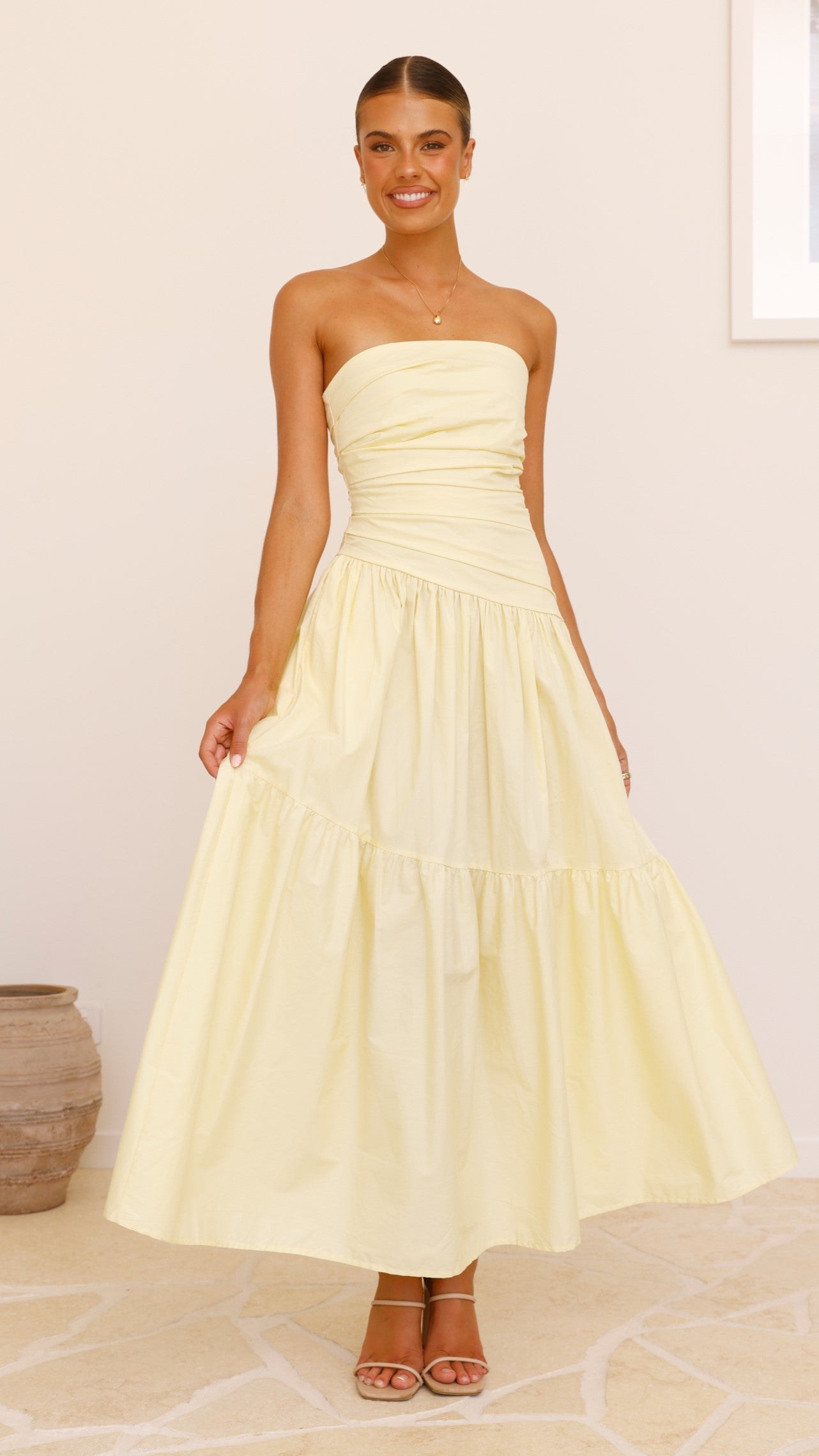 Lola Maxi Dress for Women - Flowy Yellow Summer Dress with Pockets | Perfect for Beach, Vacation & Casual Outings