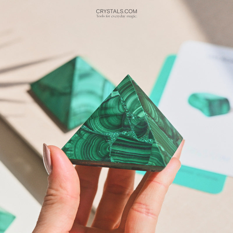 Natural Malachite Pyramid Stone - Healing Crystal for Meditation, Energy Balancing & Home Decor | Perfect for Spiritual Gifts, Yoga & Feng Shui