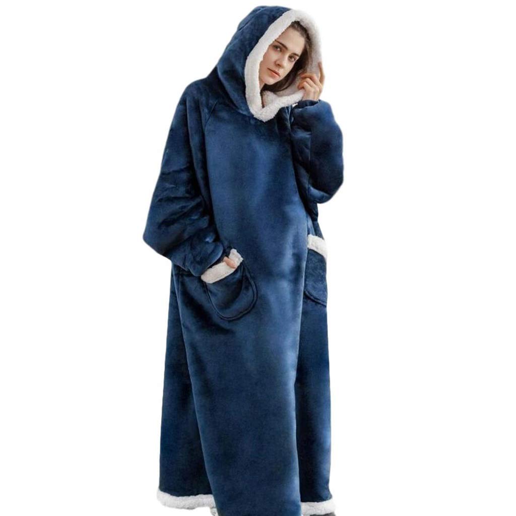 CUJUX Winter Warm TV Sofa Blanket with Sleeves - Fleece Pocket Hooded Weighted Blanket for Adults, Oversized Sweatshirt Blanket for Bed & Couch - Perfect for Movie Nights, Reading & Relaxing (Color: C)