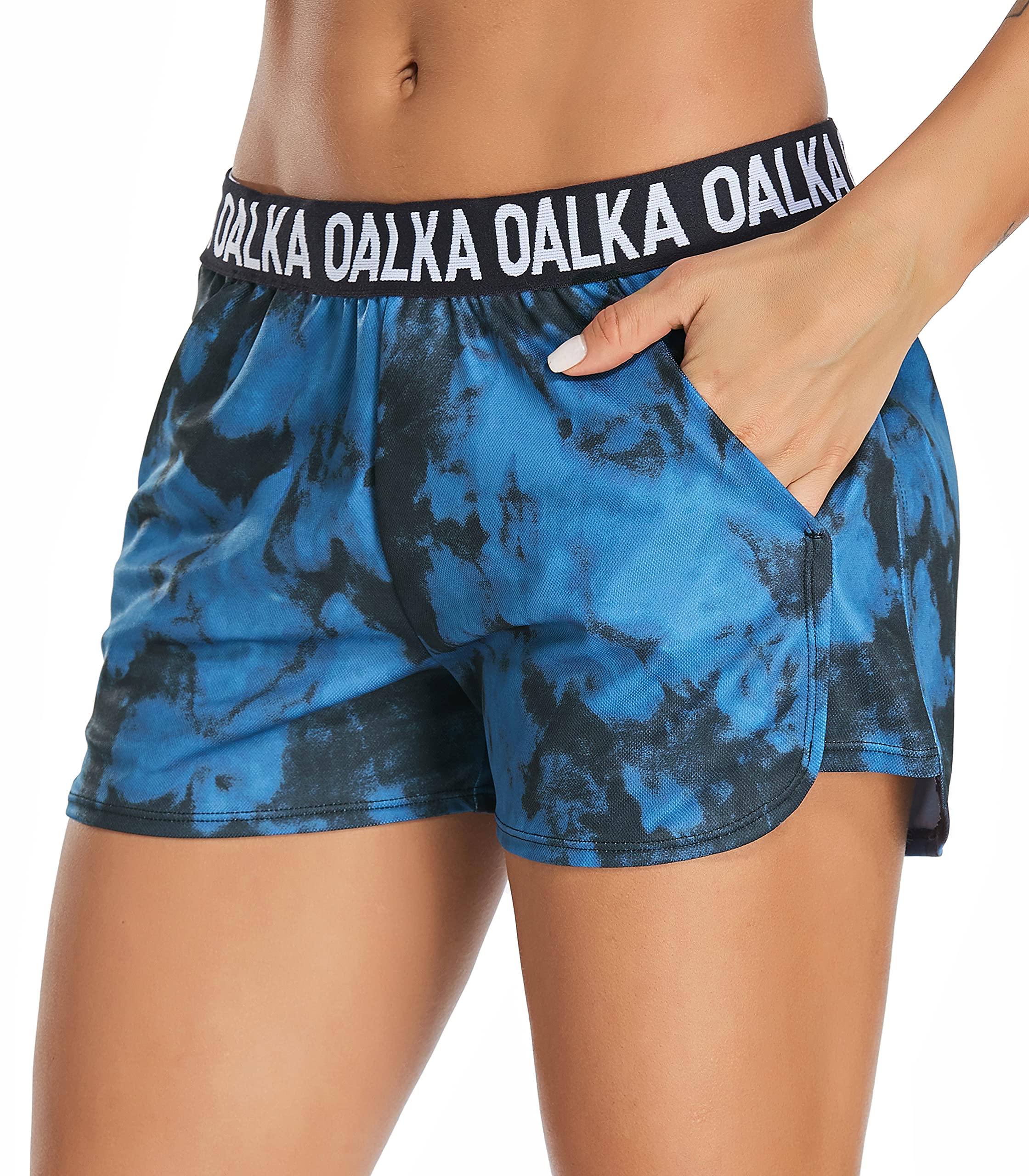 Oalka Women's Running Shorts with Side Pockets - Breathable Workout Shorts for Gym, Jogging & Fitness Training - Perfect for Yoga, HIIT & Outdoor Activities
