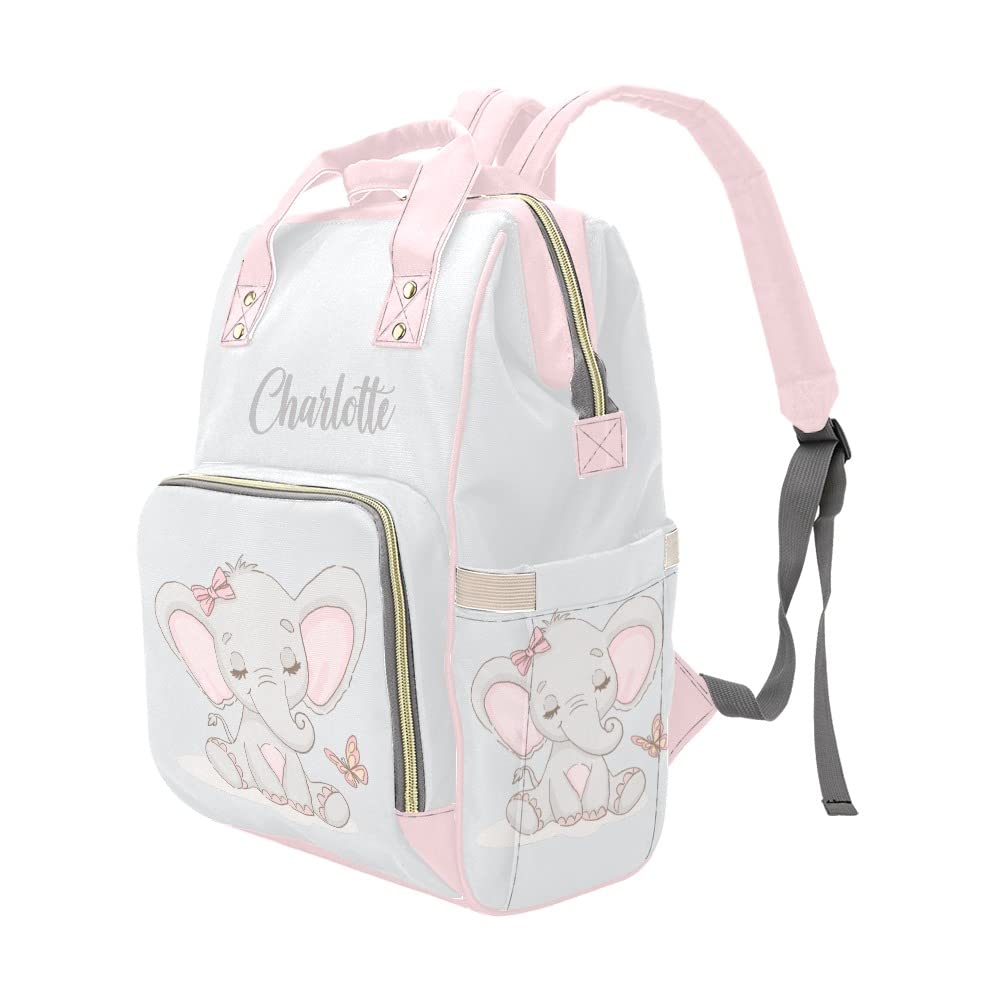 Custom Personalized Elephant Diaper Bag Backpack - Monogrammed Baby Tote with Name for Moms | Perfect for Travel, Daycare & On-the-Go Parenting