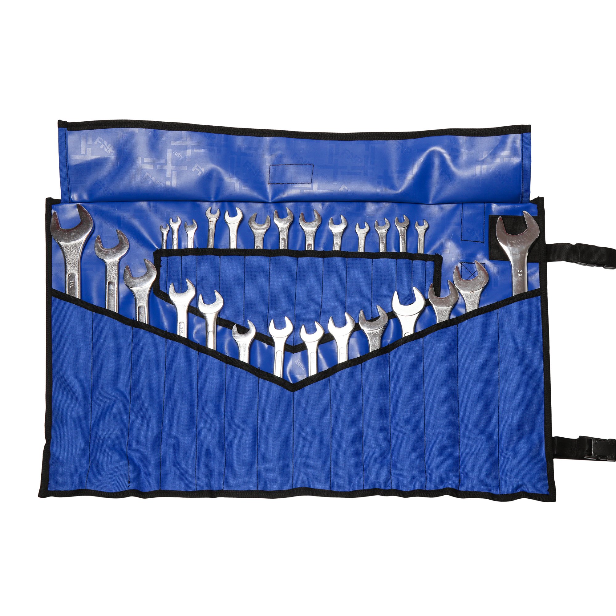 Heavy Duty 18 Oz. Waterproof Tool Bag - 28 Pockets Organizer for Wrenches & Tools - Blue (Ideal for Mechanics & DIY)